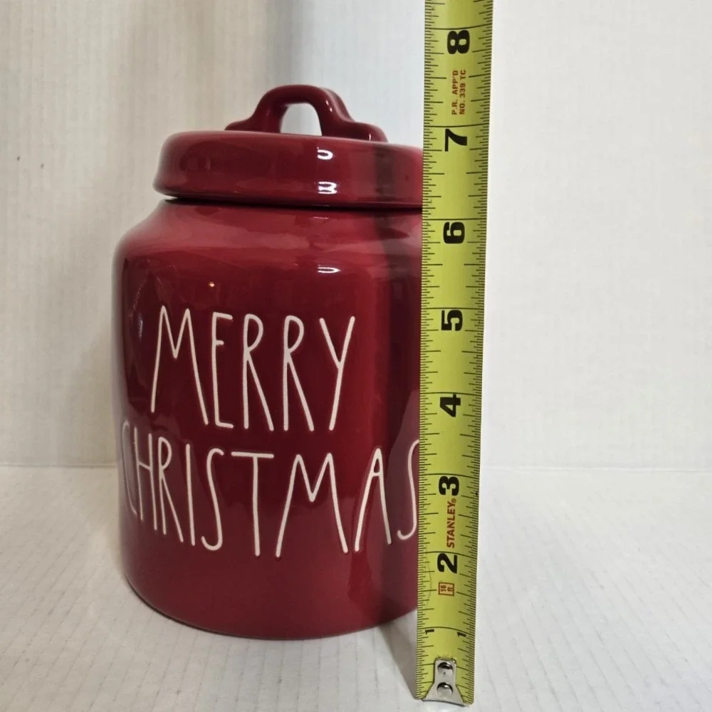 Rae Dunn Merry Christmas Ceramic Cookie Jar‎ Canister Red Artisan Collection